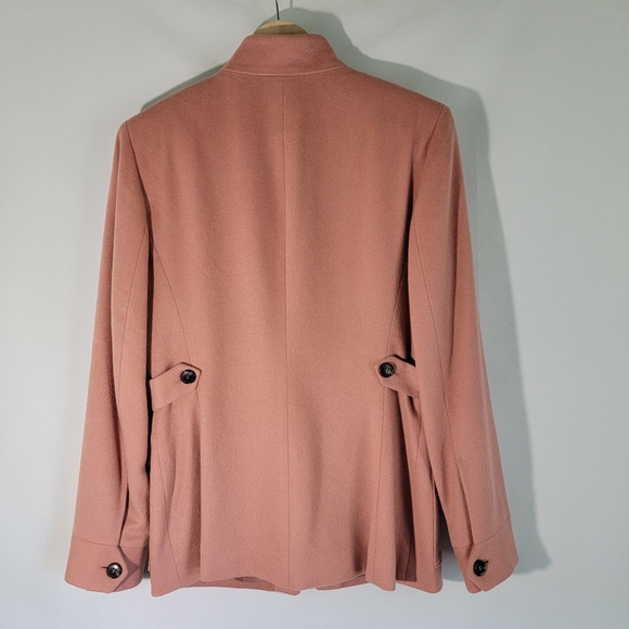 Anne Klein Salmon Pink/Peach 100% Cashmere Single Breasted Peacoat Blazer Size 8 - Picture 6 of 12